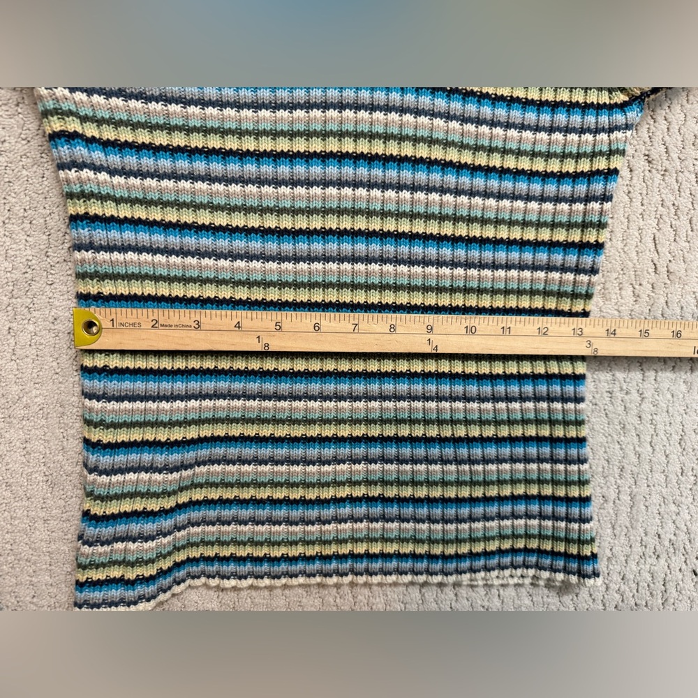 Vintage 90s Striped Gap Sweater Leather Elbow Patch XS Turtleneck 100% Cotton - Picture 8 of 13